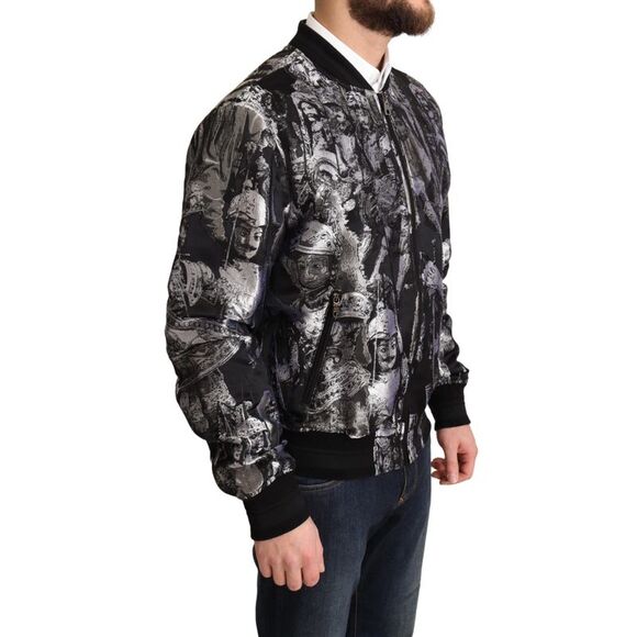 Dolce & Gabbana Black Silver Puppi Motive Bomber Men's Jacket - Picture 2 of 5